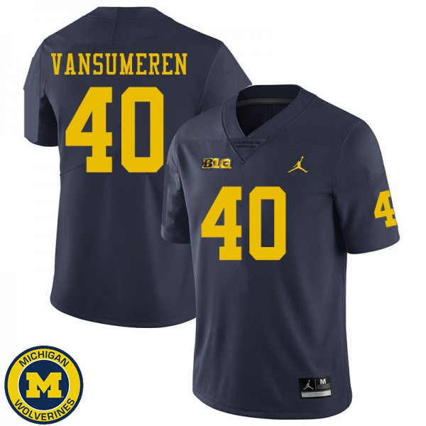 Mens University of Michigan #40 Ben VanSumeren Navy Fashion Player Jersey